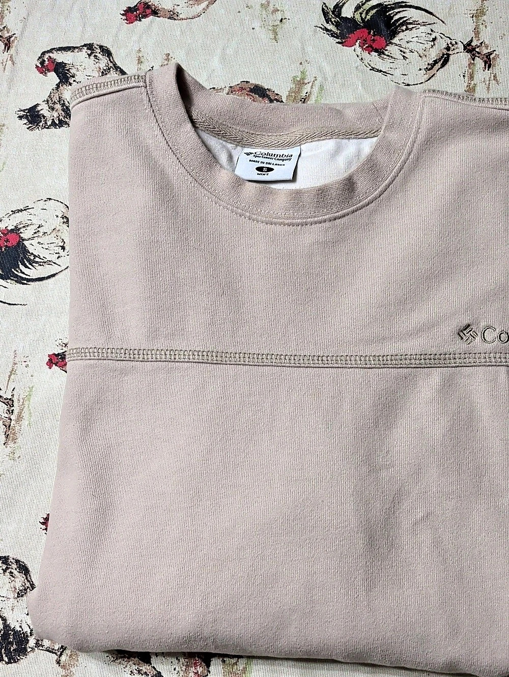 Columbia Hart Mountain II Crew Crewneck Sweatshirt Beige Small - Picture 6 of 6